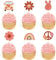 Bymivofun 24 Stück Hippie Party Cupcake Topper, Two Groovy Party Dekorationen, Peace Love Cupcake-Topper, für Blumenmädchen-Geburtstagsfeier, 60er Jahre Thema Boho Rainbow Party Supplies
