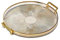 Fenteer Nordisches Serviertablett, mit Griffen, Desserttablett, kosmetisches, Make-up-Display, rundes dekoratives Tablett, für Schlafzimmer, hell Gold