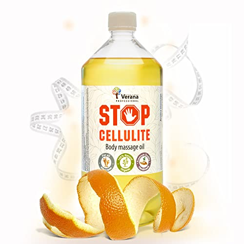 Huile de massage Verana, Stop Cellulite, Huile cosmétique naturelle pour le corps, Pour tous types de peau, Anticellulite, Efficace dans les programmes de modelage du corps, Aromathérapie (1L)