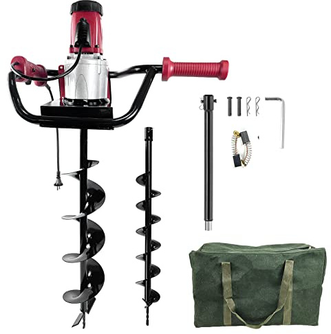 HIGOSPRO 6-Inch & 4-Inch Auger Bit Earth Auger, 1500W Electric Post-Hole Digger, Ideal for Post Hole Digging, Drilling, Tree Planting