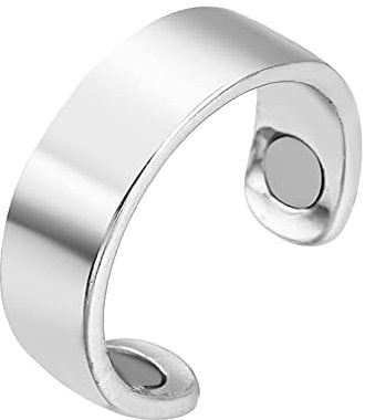 BEAUTYBIGBANG Magnetfeldtherapiering, Magnetischer Schmuck-Magnetring für Frauen mit 2 starken Magneten verstellbar Weiblicher Magnet Schmuck Fingerbekleidung (Silber)