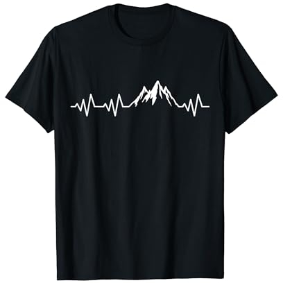 Wandern Herzschlag Berg Berge EKG Bergsteiger Wanderer Puls T-Shirt