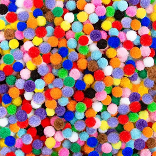 Mini Pompons zum Basteln, 2000 Stück 1cm Mini Pompons, Mini Pompoms für Handwerk Herstellung, Pom Pom Bälle für Ostern, Weihnachten, Kinder, Bunte Pompons für Lustige DIY Kreative Handwerk