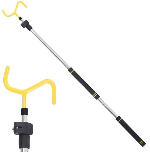 Greeily Curtain Pull Wand, Drapery Pull Rod for Curtains Adjustable 3-7.7 Feet Telescopic Extra Long Made of Stainless Steel Material Sponge Handle