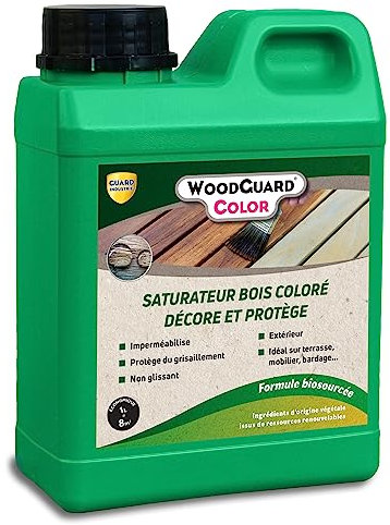 Lasure Blanche Imperméabilisante Bois Brut- WoodGuard Color- Saturateur Protecteur Eau Gel - 1L-8m2