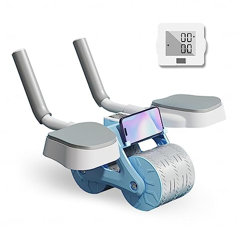 Automatic Rebound Abdominal Wheel, Ab Roller Mit EllenbogenstüTze Und Kniematte Ab Wheel Mit Handyhalter Und Timer, FitnessgeräTe FüR Zuhause,Blue