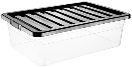 VTL® PLASTIC STORAGE BOXES WITH LID - BLACK LID - 17 SIZES - HOME - BEDROOM - GARAGE - OFFICE - SCHOOL - STORAGE - NESTABLE - STACKABLE (32 LITRE, 1 BOX)