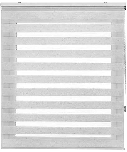 Jalousie Jalousette Vertikaljalousie 65 x 340 cm Sichtschutz,Einfache Montage Day + Night Plissee Falt-Rollo mit Verstellbarer Kette für Badezimmer, Hellgrau