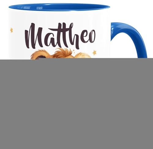 SpecialMe® Kinder-Tasse Keramik Aufdruck Kleiner Baby Löwe mit Name personalisierte Geschenke Jungen Mädchen weiss-innen-royal standard
