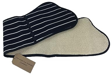 Navy Butchers Stripe Double Oven Glove Thumb Style - 91cm - Made in the UK