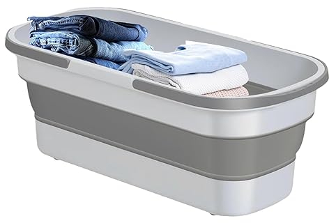 Cubo de Limpieza,Cubo Plegable con Ruedas y 2 Asas | Cubo de Limpieza portátil Rectangular de 12 l/3,17 galones, Cesta Ligera y práctica para Uso en Interiores y Exteriores