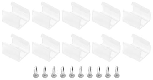 PATIKIL LED Strip Light Clips, 100 Pack Mounting Bracket Fixing Clips Plastic Clamp Holders with Screws for 8mm-10mm Neon RGB Light Cable Ribbon, Translucent