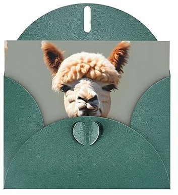 BROLEO Weihnachtskarten aus dunkelgrünem Alpaka-Avatar, Perlglanzpapier, geeignet als Einladungskarten für Weihnachten, Hochzeitstag und Party