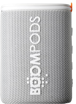 Boompods Beachboom Waterproof Bluetooth Speaker - Portable Speaker Made from Ocean-Bound Plastic, Small Wireless Speakers with Selfie Button & 5-Hour Battery, IPX7 Waterproof Shower & Travel, White
