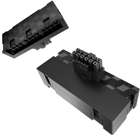 Akasa 90 Degree 12VHPWR Adapter 12+4-Pin to 3 x 8-Pin Male to Female, Maximum 600W, Compatible with RTX 4090 4080 4070Ti 3090Ti Graphics Card with Legacy PSU, AK-CBPW30-BK