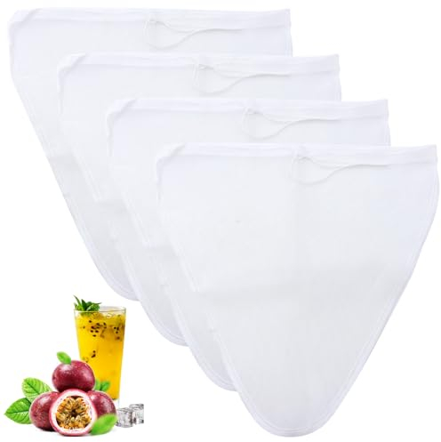 ZYKORT 4 Pièces Sac a Lait Vegetal, Filtre en Nylon Sac, Filtre Tissu Réutilisable Pour Filtrer Les Jus de Fruits Café Noix Thé Légumes Lait