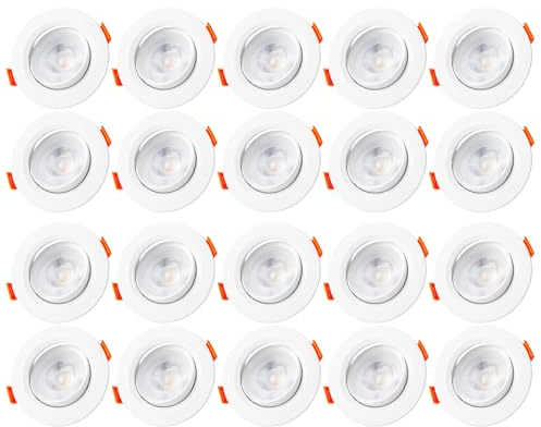 Vlio LED Einbaustrahler 230V Flach LED Spots 5W Bad Einbauleuchten Deckenspots Warmweiß 3000K Schwenkbar Einbauspots Deckenstrahler für Wohnzimmer Badezimmer Küche 20er Set