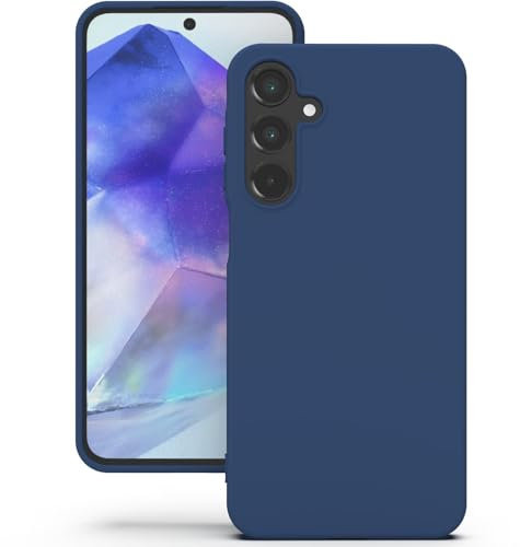 YATWIN Cover per Samsung Galaxy A55, Custodia in Silicone Morbido con Tagli di Precisione per Fotocamera, Design Ultra Sottile, Protezione 360° con Bordi Rialzati, Blu