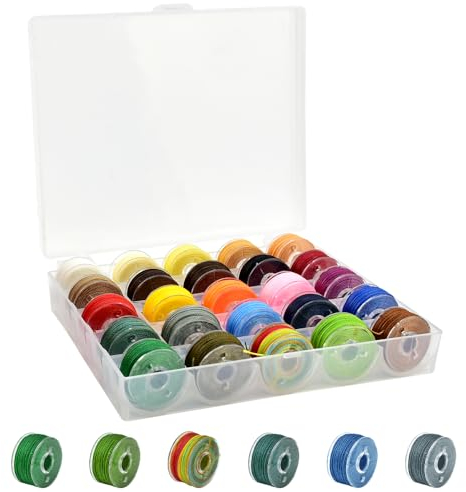 CAREDGO Cordoncino di Cotone Cerato 0,55mm*10m Cordoncino di Cera 25 Rotoli Cordoncino di Poliestere Cerato Filo di Cera Filo Cerato Cordoncino Cerato Colorato Cordoncino per Gioielli Filo per Cucire