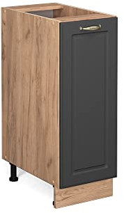 Vicco Apothekerschrank Fame-Line, Anthrazit-Gold/Goldkraft Eiche, 30 cm, AP Marmor