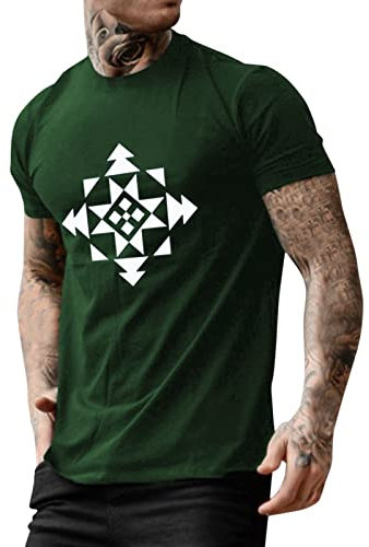 Business Hemd Herren Kurzarm Tshirt Herren Sommer Casual Ethnic Print T-Shirt Bluse Rundhals Kurzarm Tops Tshirt Herren Sommer Mode Bequeme Oberteile Tshirt Männer Black Friday Angebote 2023 Herren