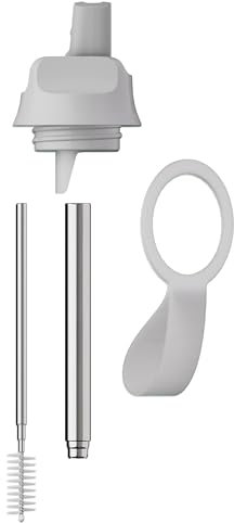 Chilly's Series 2 Sports Flip Lid with Telescopic Straw and Nylon Carry Loop - Easy Flip Lid, Straw Cleaning Brush Included - Accessory Series 2 Water Bottles - Granite Grey