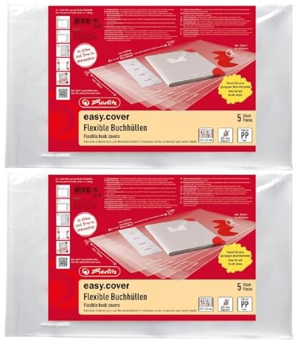 Herlitz 50014743 Buchhülle easy cover (Polybeutel, Größe: 10 Stück)