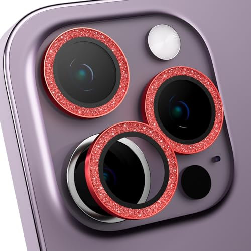 BARALARIQIU Camera Lens Protector Compatible with iPhone 11/iPhone 12/iPhone 12 Mini,9H Tempered Glass, Glitter Camera Lens Cover Protection, Ultra Clear Anti-Scratch, Day/Night Shots-Burgundy