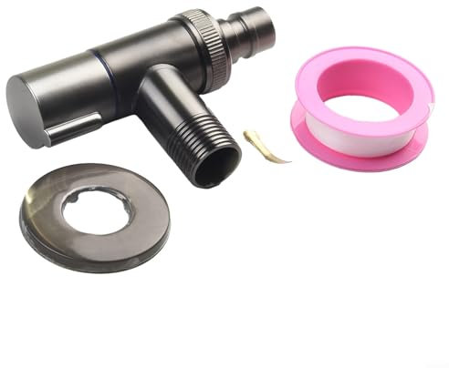 Set di rubinetti a doppio comando per lavatrice, in acciaio inox, salvaspazio, adatto per spazi ristretti (grigio)