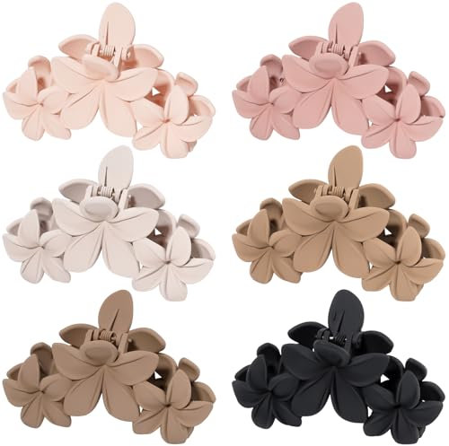 Lolalet 6 Pezzi Mollettone Fiore Capelli Donna, Pinza per Capelli, Ciappo per Capelli Antiscivolo Resistenti per Donne Ragazze