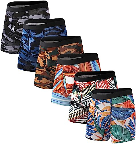 HAVVIS Mens Boxers Super Soft Bamboo Boxer Shorts Long Leg Anti Chafing Underwear with Fly Boxer Briefs Multipack