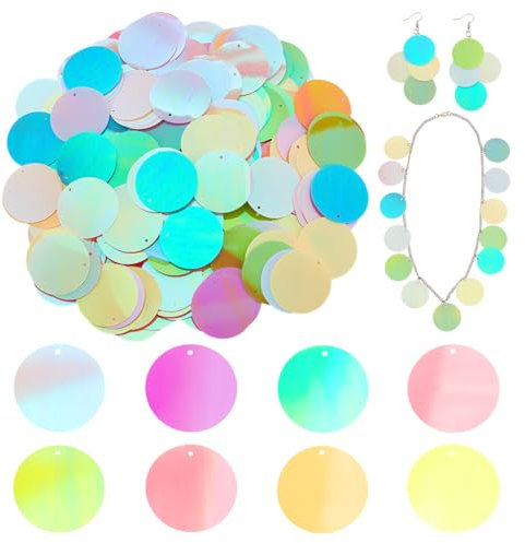 PH PandaHall 640pcs 8 Farben Handwerk Lose Pailletten 28.5mm große Pailletten Regenbogen Spangles Pailletten für Kunsthandwerk Kleidungsstück Stickerei Schmuckherstellung