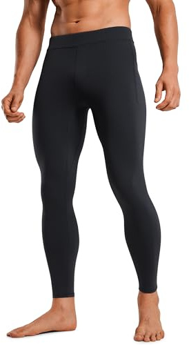 CRZ YOGA Butterluxe Yoga Leggings for Men 27 - Buttery Soft Yoga Workout Running Tights Pants with Pockets Black Large