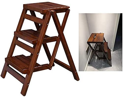 OZBME Escabeau Pliant en Bois à 3 marches, Chaise de Salle à Manger Portable pour jardinière, bibliothèque, marchepieds Larges et Robustes, léger et Facile à Ranger