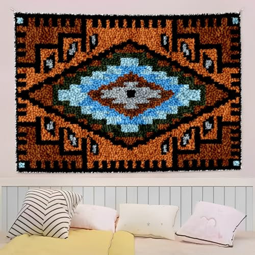 Bnehwogu Knüpfteppich Zum Selber Knüpfen Knüpfen Set Für Teppich Erwachsene Groß Knüpfteppiche & Knüpfkissen für Wohnkultur 3D Teppich Tapisserie Set DIY Handwerk Geschenke Fußabtreter 38 x 52 cm