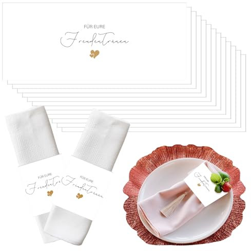 60 Stück Freudentränen Hochzeit Taschentücher, 13x5.5cm Freudentränen Hochzeit, Freudentränen Papiertaschentuch Banderole, Taschentücherbanderolen für Hochzeit(Taschentücher nicht enthalten)