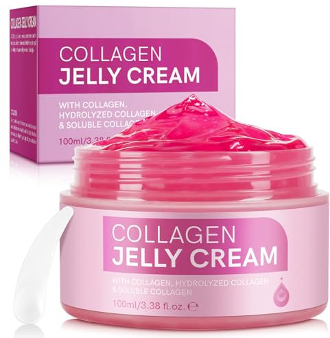 Collagene Jelly Cream-Congelato-Seccato Collagene Idrolizzato -Elasticità & Idratazione, Ridurre Le Linee Sottili & Dullness-Giorno E Notte,Miglior Idratante Viso Per Tutti I Tipi Di Pelle(3.38 Fl.Oz)