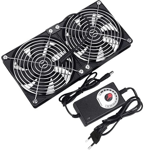 120mm PC Gehäuselüfter mit Dual Kugellager & Geschwindigkeitskontrolle - Extra Leiser Axiallüfter (12V) für PC, Laptop, Server, Router, TV-Kabine - Hochwertiger Kühllüfter mit langer Lebensdauer