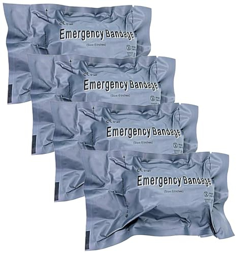 Binnan 4 Stück Tourniquet Israeli Bandage,6 Zoll Graue Verpackung Tourniquet Holster Bandage,Tourniquet Emergency Bandage Vielseitig Einsetzbar für Outdoor-Sport,Camping,Wandern,Klettern