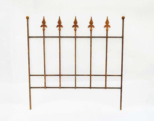 Der-Porzellan-Laden Rankgitter Metall, Edelrost Zaun schlicht 80 x 80 cm, ornamentaler Gartenzaun & dekorativer Rostzaun, robustes Vintage Gartenrankgitter