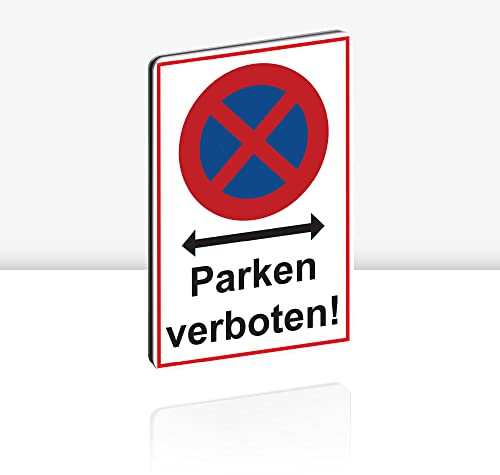 STROBO XXL Absolutes Halteverbot Parken verboten! Hinweisschild | Stabiles 3mm Aluminiumverbund als 40x30cm Schild mit UV-Schutz für den Außenbereich