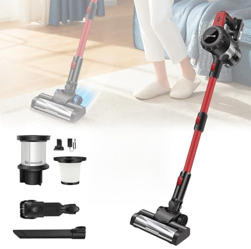 3-in-1 Cordless Vacuum Cleaner, 140W 15KPa Upright Handheld Stick Vacuum with 3000mAh Battery, LED Light, Up to 40 Mins Runtime, Self-Standing Lightweight Vacuum Cleaner for Carpet/Hard Floor/Pet Hair