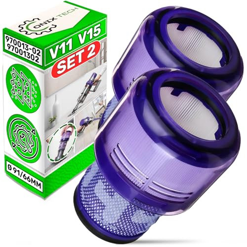 ONIX TECH 2 Pezzi HEPA Filtro per Aspirapolvere Cordless Ø 91/66 mm Codice Originale 970013-02 97001302 per Dyson V11 (SV14 SV17 SV22) V15 - Garanzia di 10 Anni