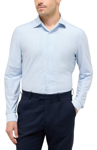 ETERNA Male Japanese Knitted Hybrid Shirt Slim FIT 43_H_1/1, 1/1, blau