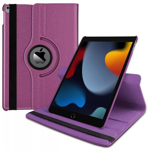 Étui pour iPad Air 2, iPad Air 6e génération, étui fin en cuir synthétique de qualité supérieure, rotation à 360 degrés, support de protection avec fonction de mise en veille automatique (violet, iPad
