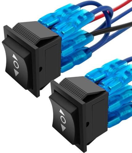 Gebildet 2 Interruptores Basculantes de 6 Pines,3 Posiciones,Encendido/Apagado/Encendido, Momentáneos, con Polaridad Inversa, CC 12V, 10A,Control de Motor,CA 110V-220V,DPDT,para Coche,Barco,con Cable
