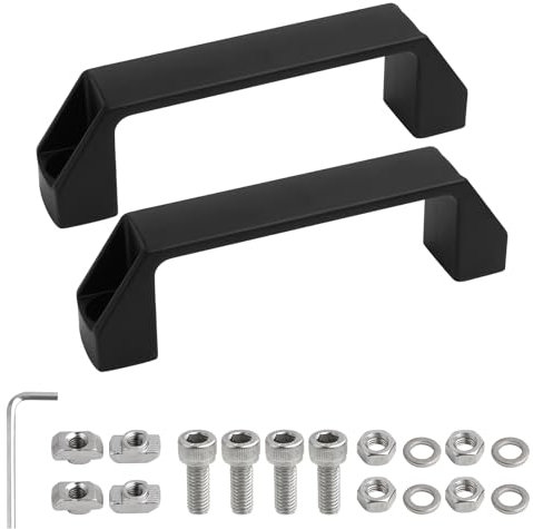 Batheidon Maniglia In Lega Di Alluminio Compatibile Con Profilo Serie 30 Con Distanza Tra I Fori Con Dado A T E Viti Ideale Come Maniglia Basculante Garage O Maniglia Per Mobili Industriali(120mm)
