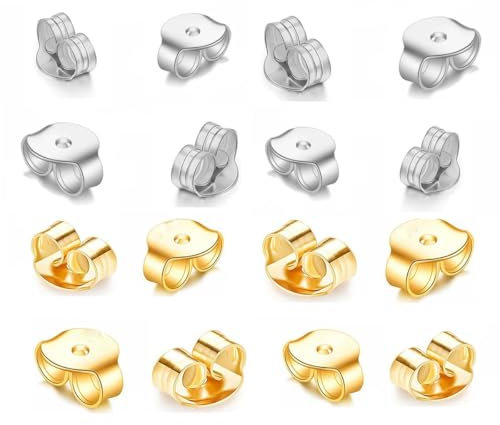 Fermoirs Pour Boucles D'oreilles En Or/Argent 925, Lot De 16, Robuste & Design Sécurisé