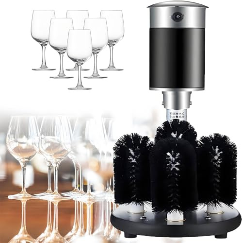 HajMyrdonyx Lave-Verres À Vin Lave-Verres Électrique Professionnel, Nettoyeur De Verres À 5 Brosses, 600 Tasses/Heure Lave-Verres Électrique pour Bars Et Cafés