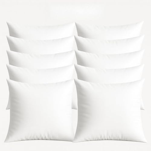 Hans-Textil-Shop 10er Set Kissenbezug Weiß 40x40 cm Baumwolle Linon – Uni Kissenhüllen mit Reißverschluss, schadstoffgeprüft, handgefertigt in Europa, waschbar bis 60 °C